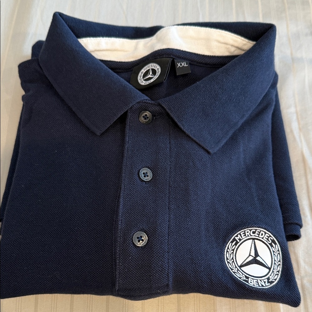 Mercedes-Benz Men's Dark Blue Polo Shirt Short Sleeve sz XXL worn twice